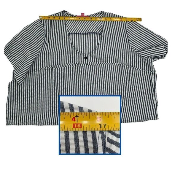 Woman Within Grey White Striped Button Front Shirt Women's Plus‎ Size 1X - Picture 6 of 9